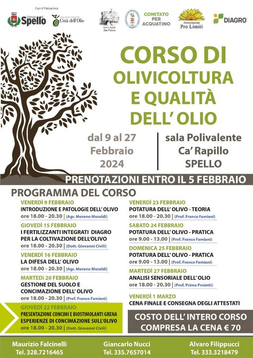 Heute Abend präsentieren wir beim „Olivenbau und Ölqualitätskurs“ in Spello